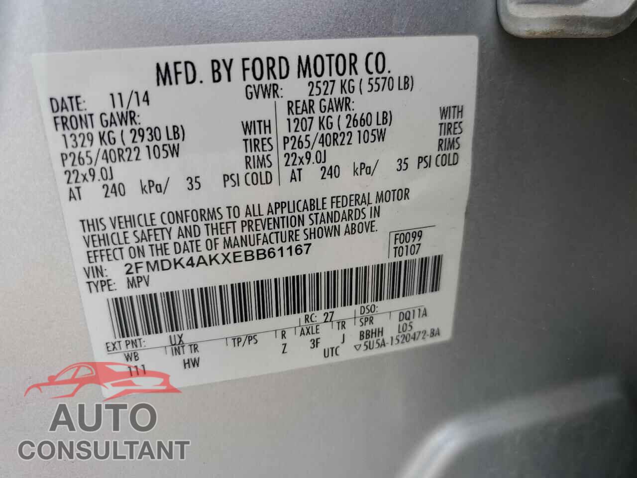 FORD EDGE 2014 - 2FMDK4AKXEBB61167