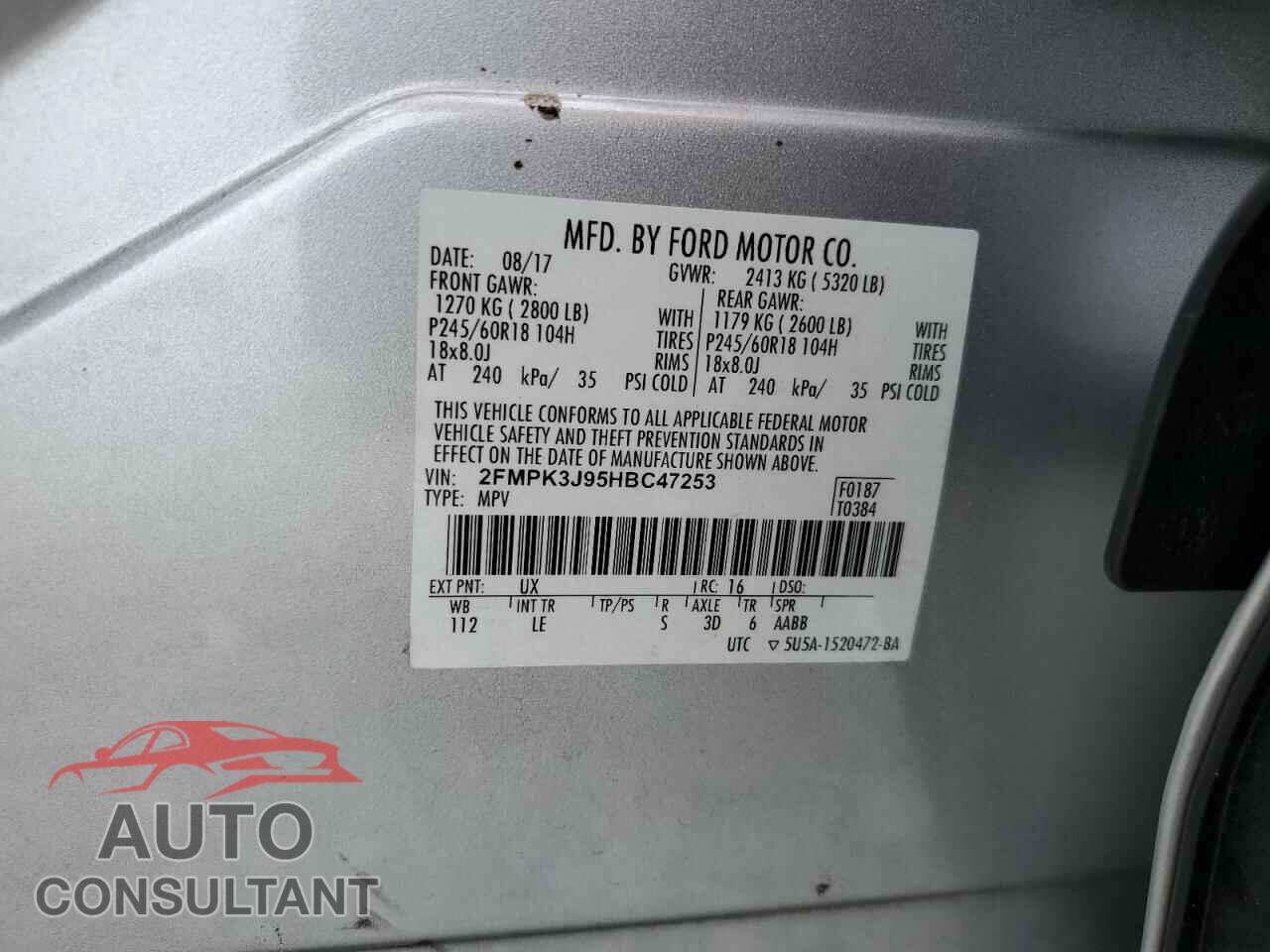 FORD EDGE 2017 - 2FMPK3J95HBC47253