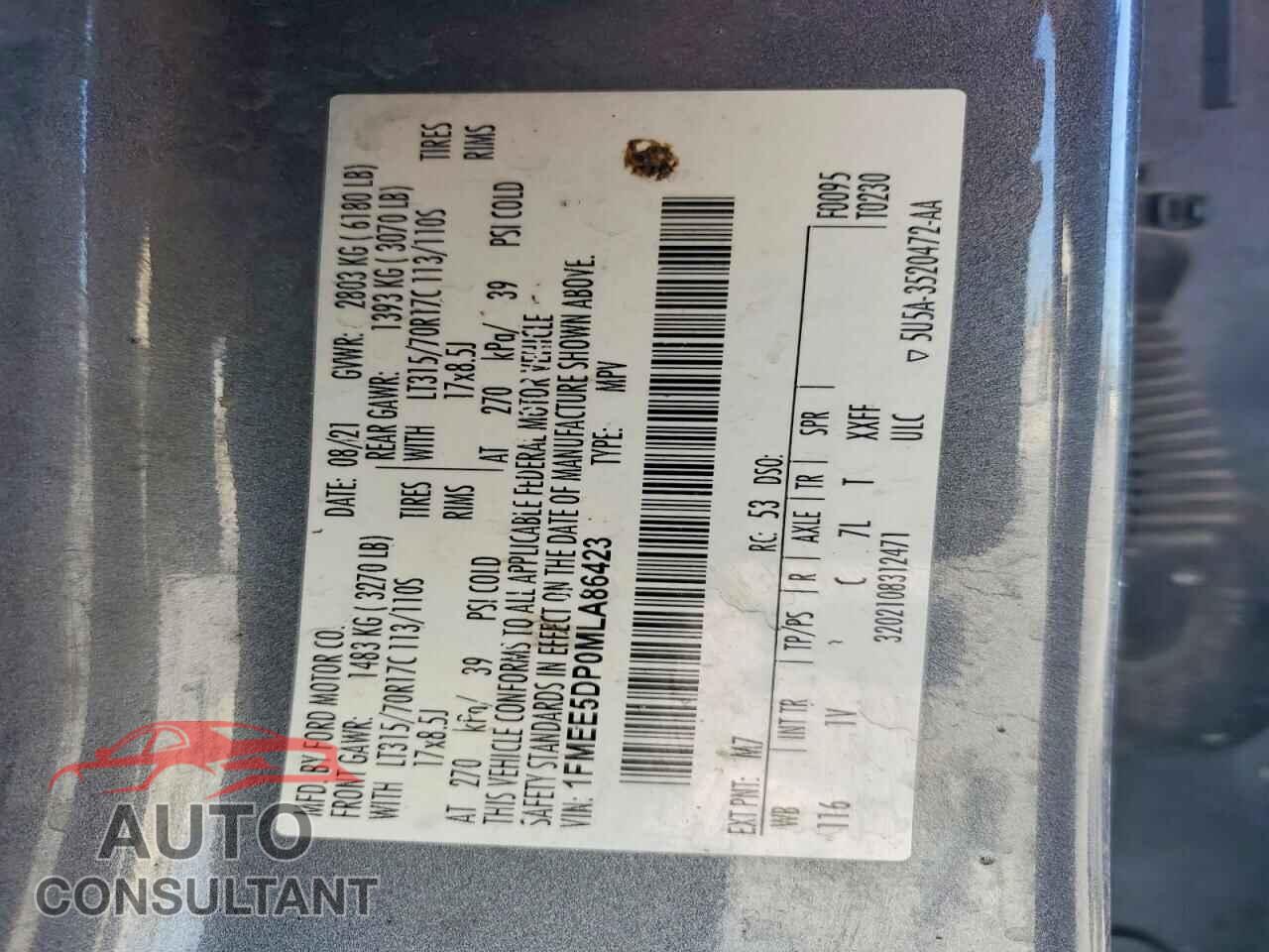 FORD BRONCO 2021 - 1FMEE5DP0MLA86423