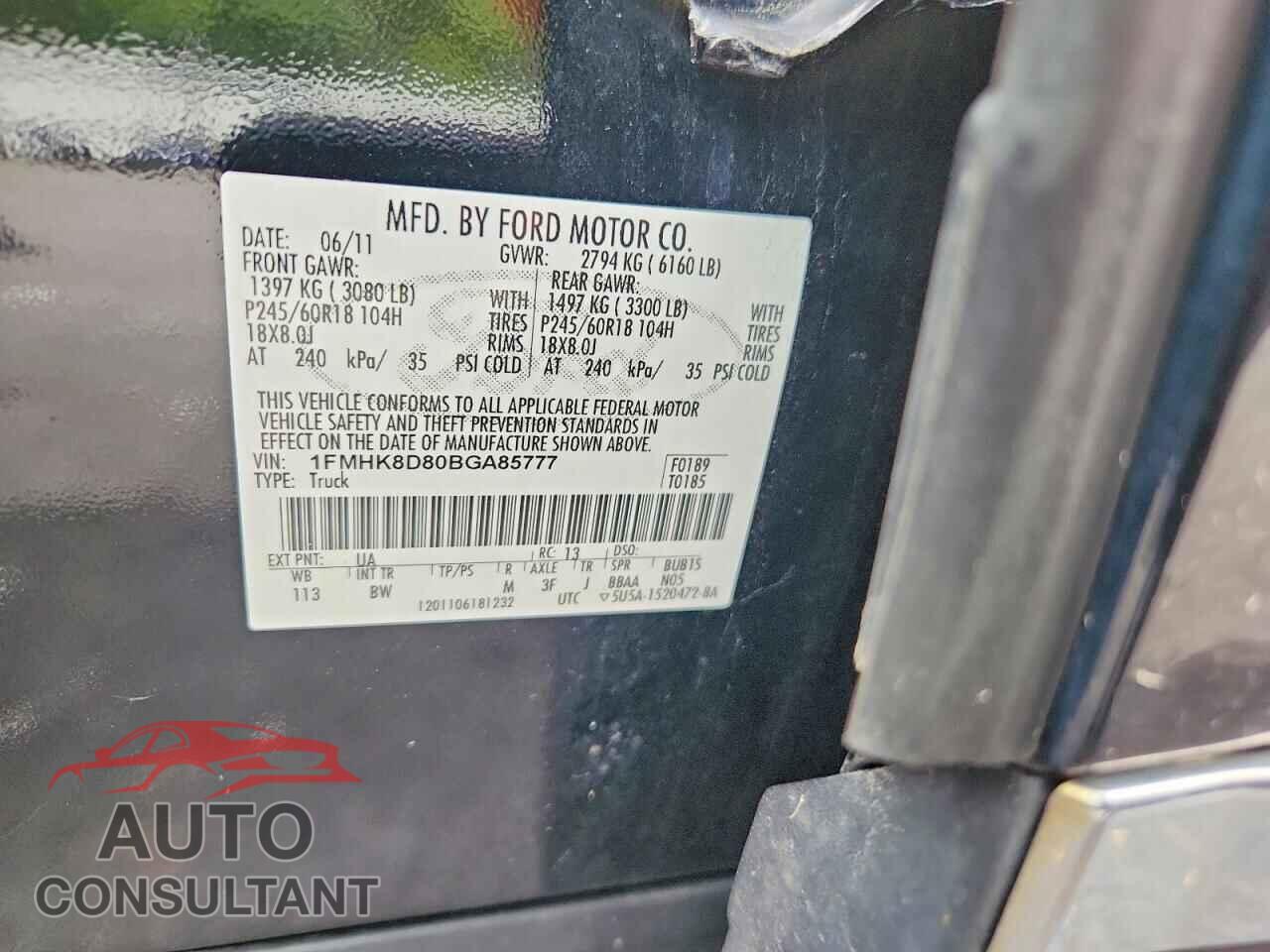 FORD EXPLORER 2011 - 1FMHK8D80BGA85777
