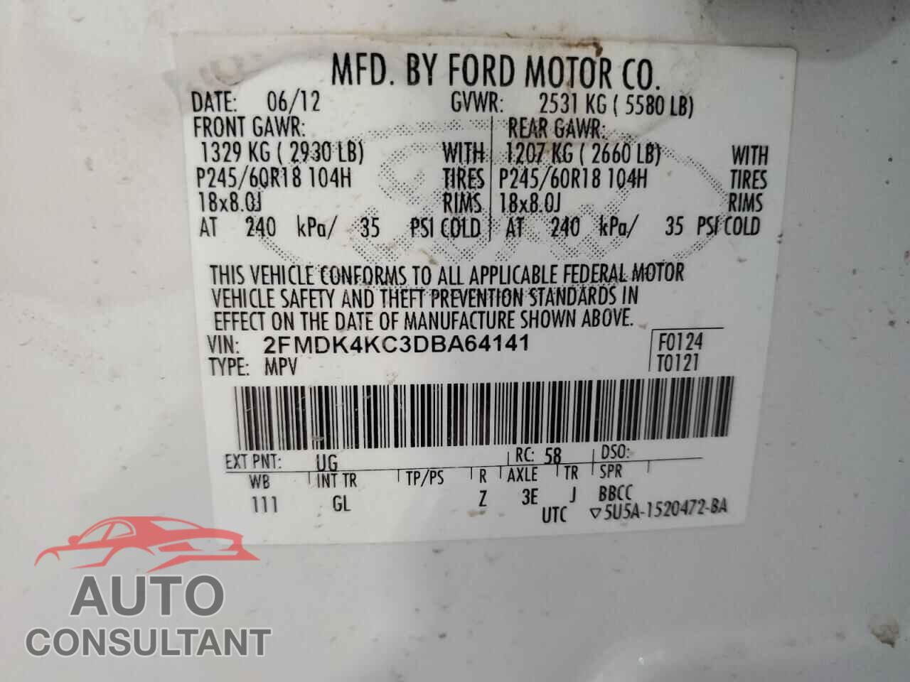 FORD EDGE 2013 - 2FMDK4KC3DBA64141