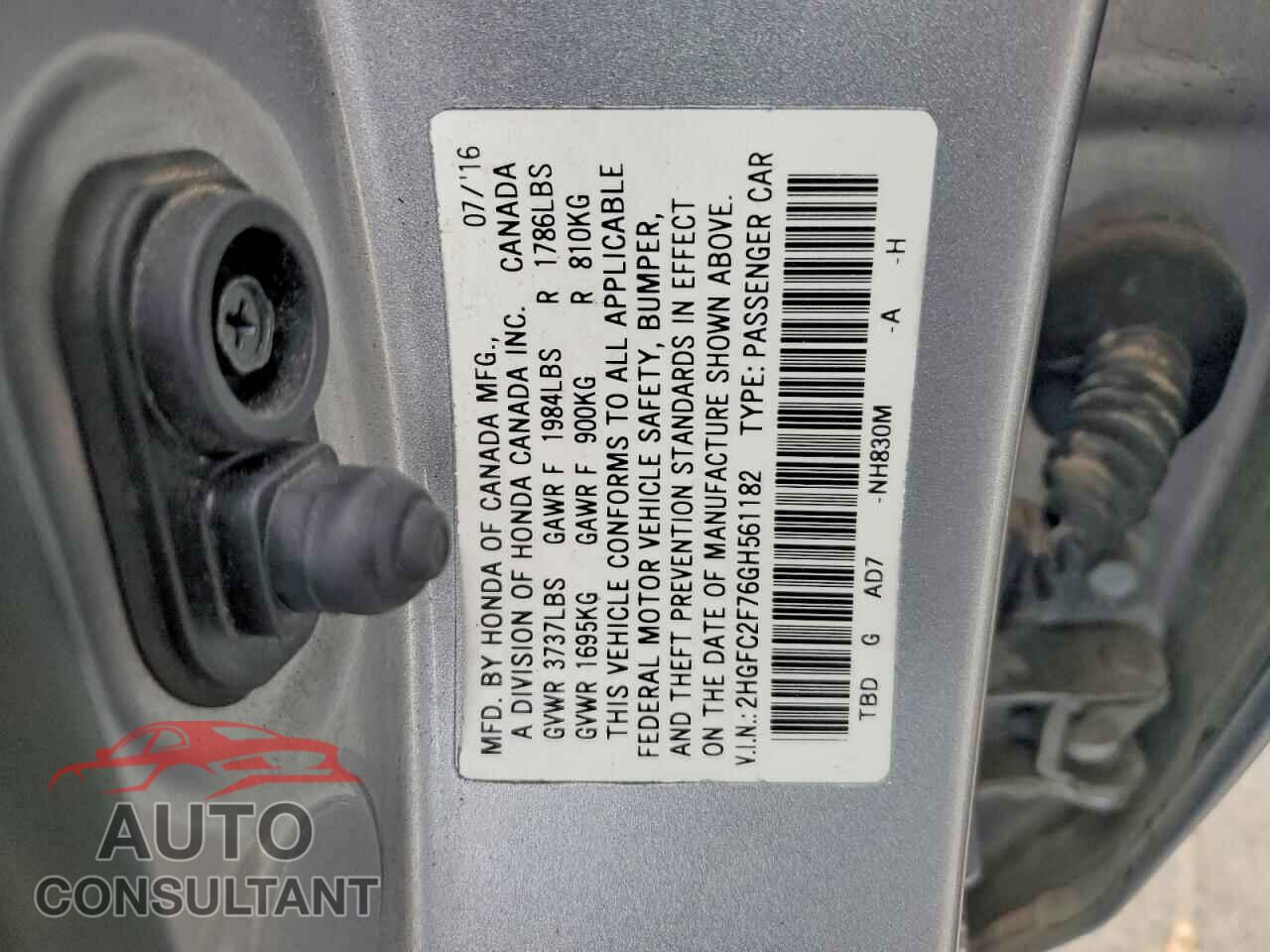 HONDA CIVIC 2016 - 2HGFC2F76GH561182