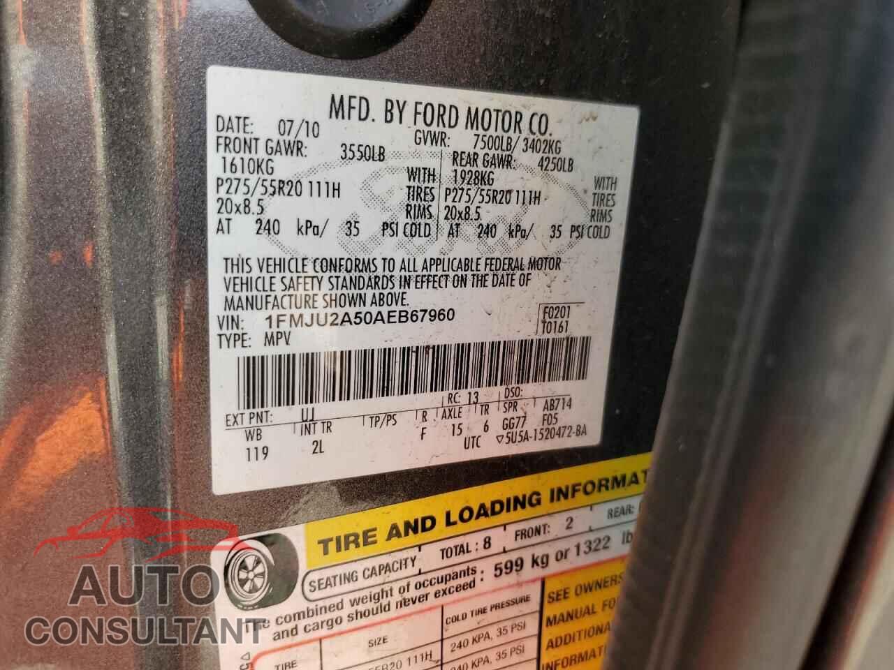 FORD EXPEDITION 2010 - 1FMJU2A50AEB67960