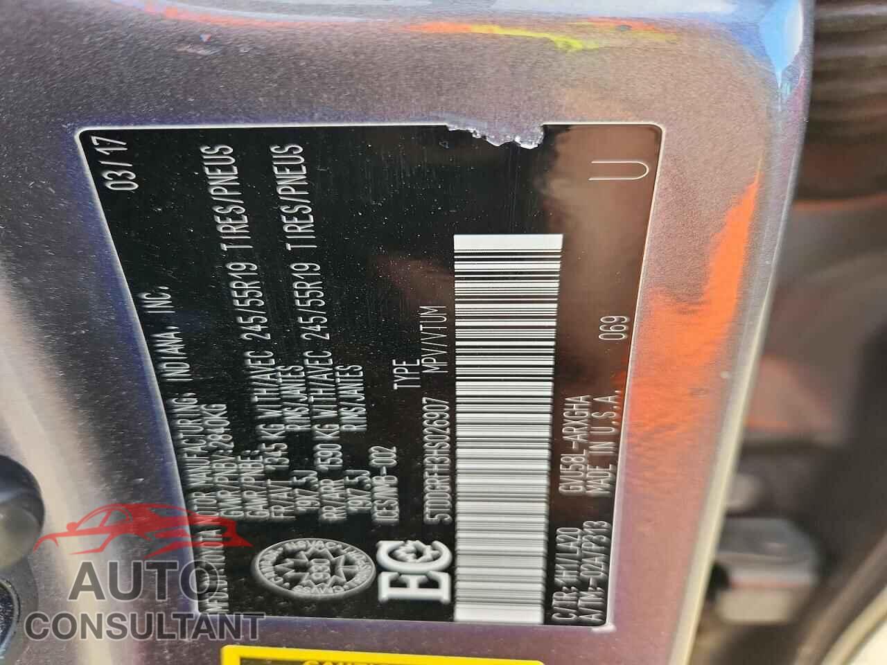 TOYOTA HIGHLANDER 2017 - 5TDDGRFH3HS026907