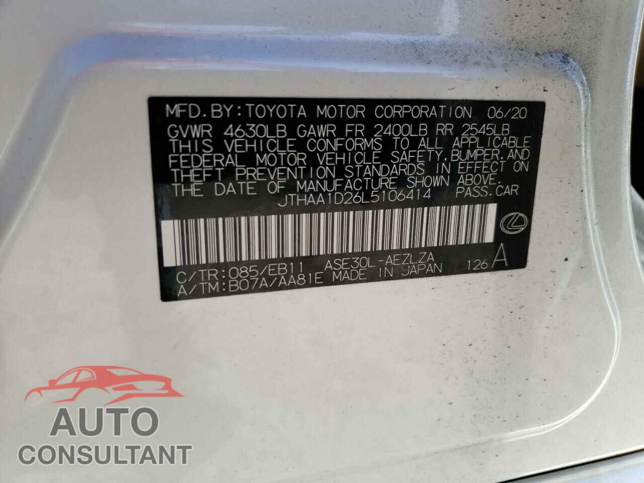 LEXUS IS 2020 - JTHAA1D26L5106414
