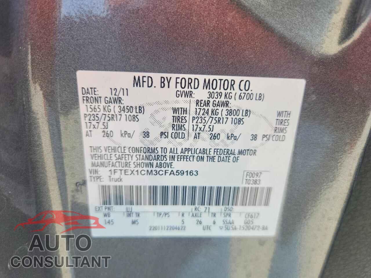 FORD F150 2012 - 1FTEX1CM3CFA59163