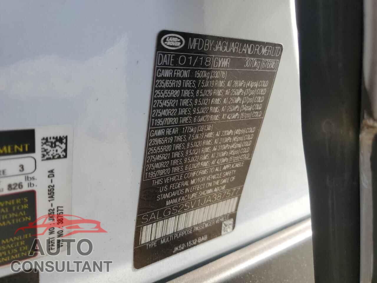 LAND ROVER RANGEROVER 2018 - SALGS2SV1JA387577