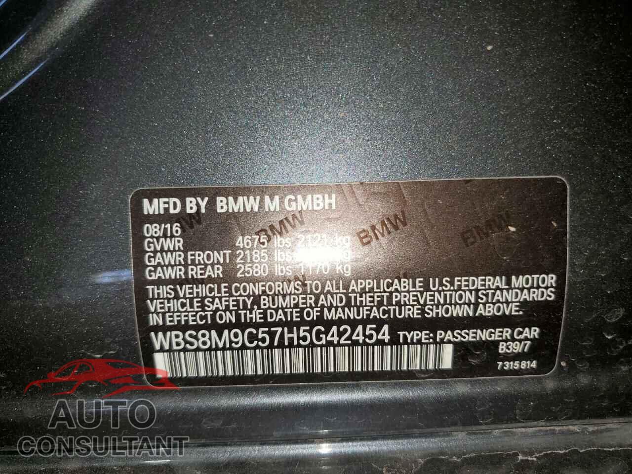 BMW M3 2017 - WBS8M9C57H5G42454