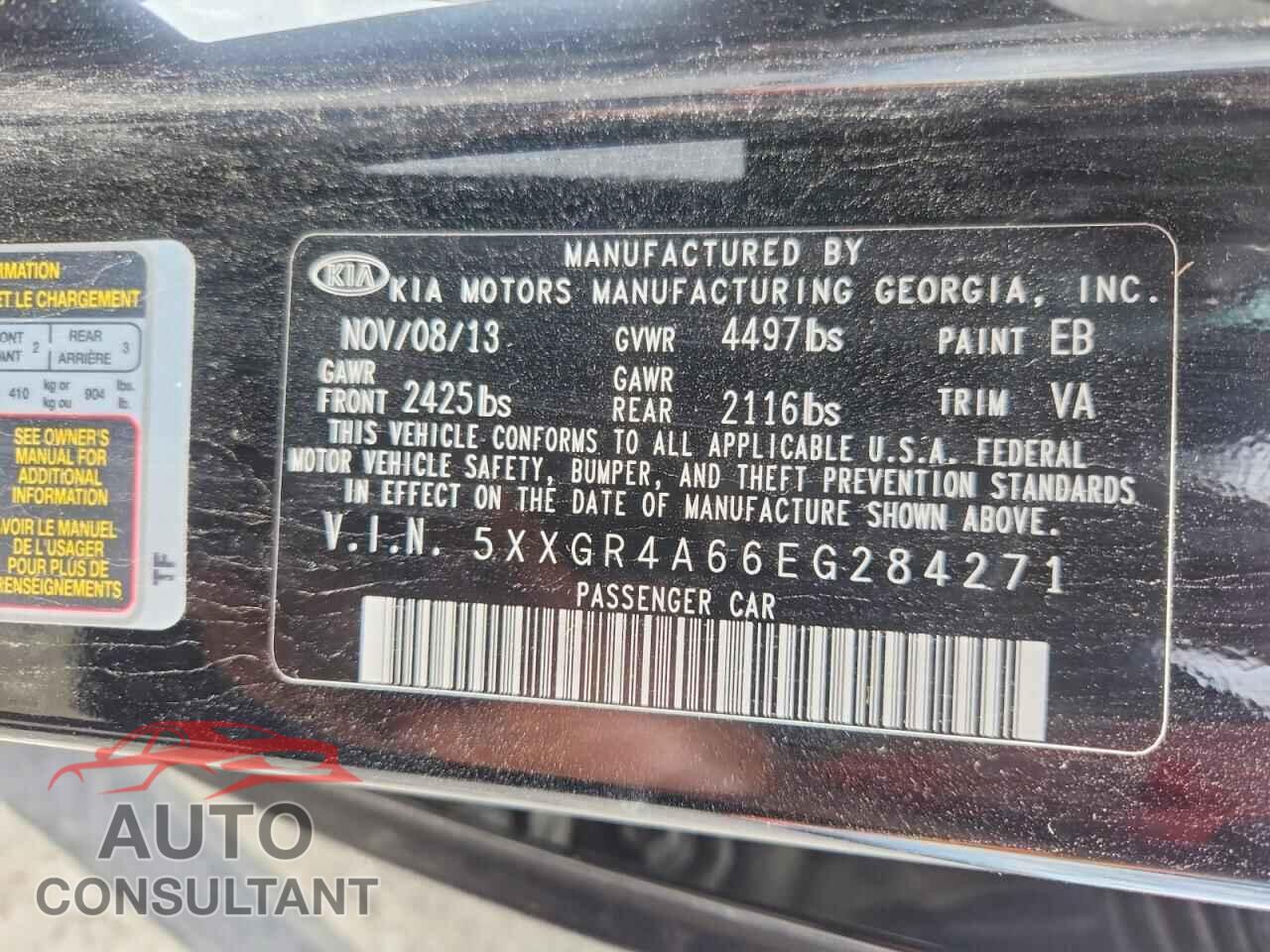 KIA OPTIMA 2014 - 5XXGR4A66EG284271