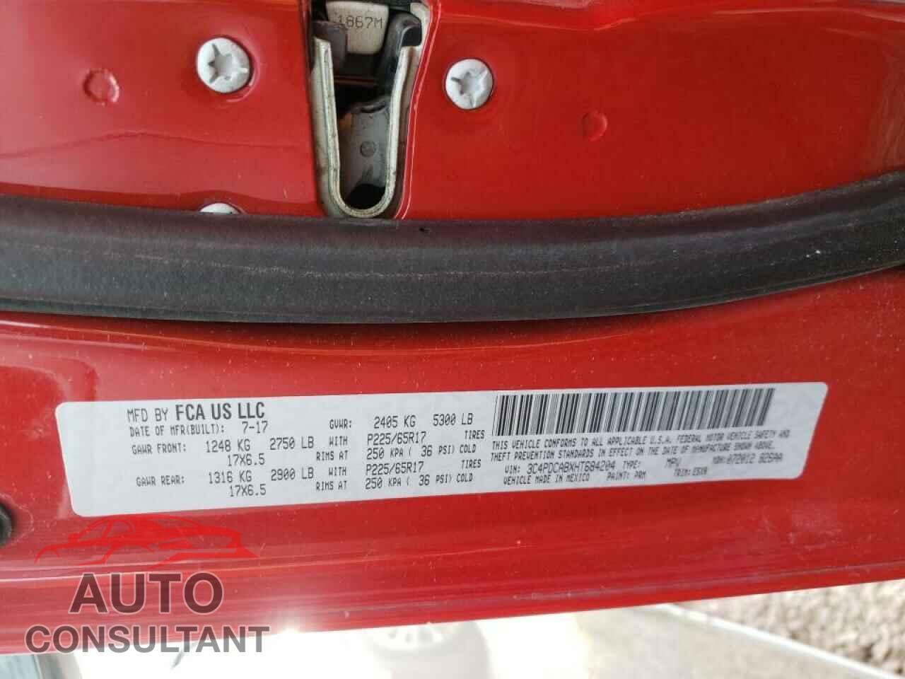 DODGE JOURNEY 2017 - 3C4PDCABXHT684204
