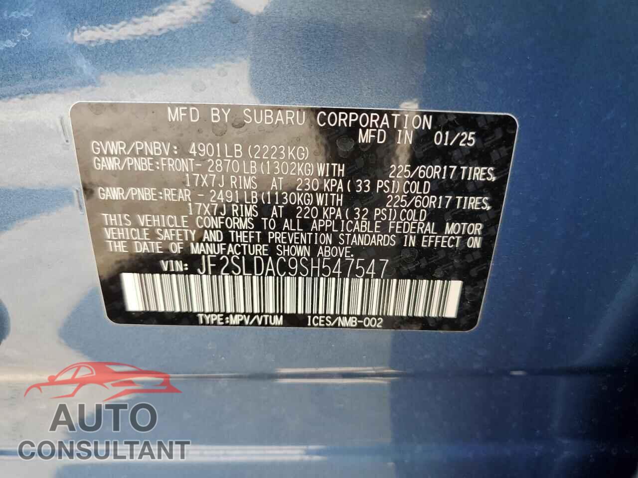 SUBARU FORESTER 2025 - JF2SLDAC9SH547547