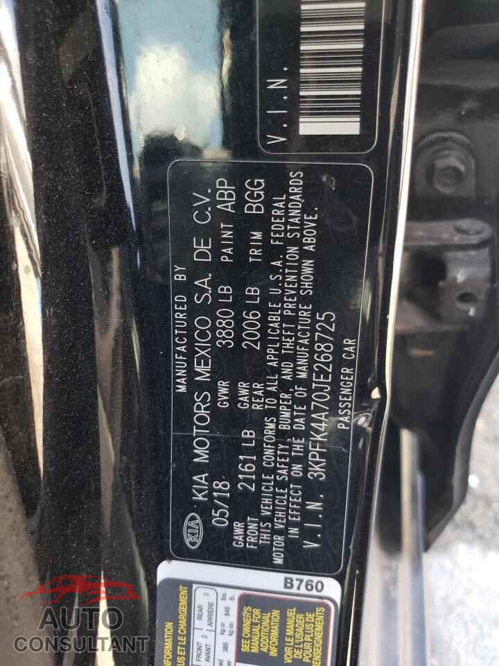 KIA FORTE 2018 - 3KPFK4A70JE268725