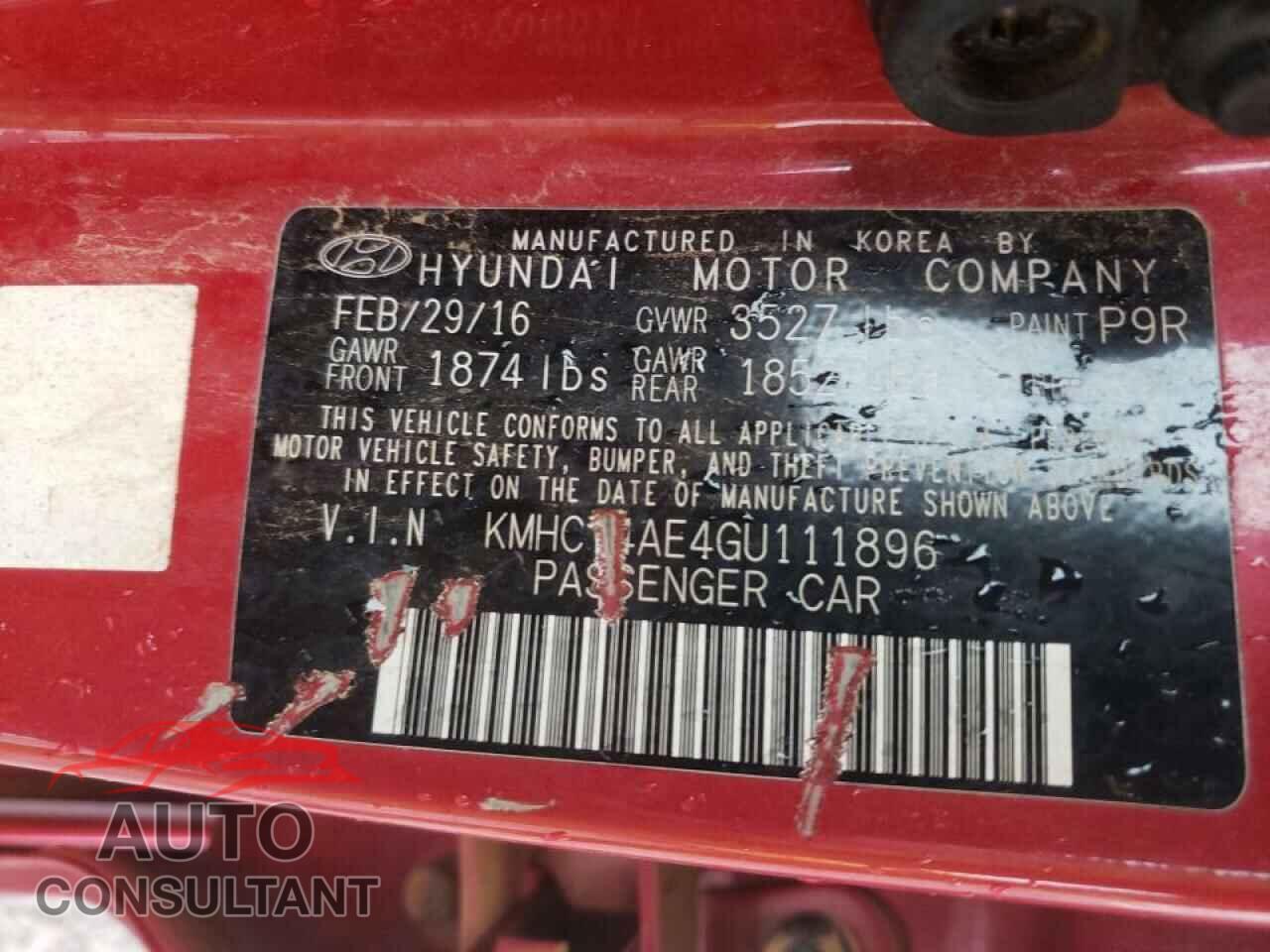 HYUNDAI ACCENT 2016 - KMHCT4AE4GU111896