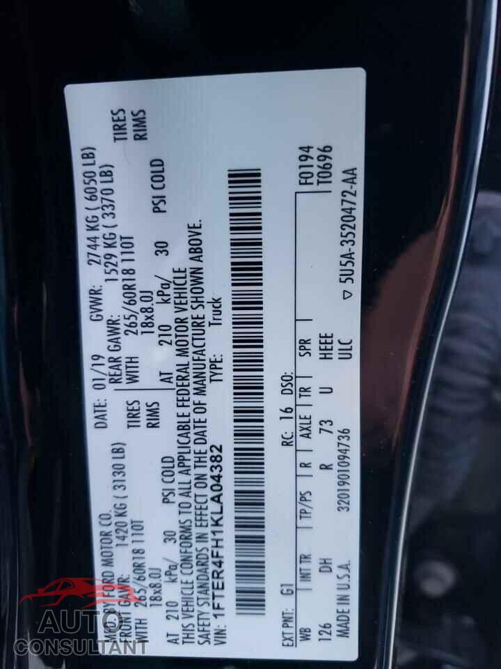 FORD RANGER 2019 - 1FTER4FH1KLA04382