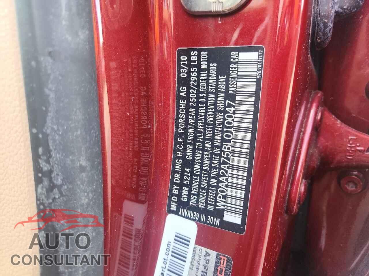 PORSCHE PANAMERA 2011 - WP0AA2A75BL010047
