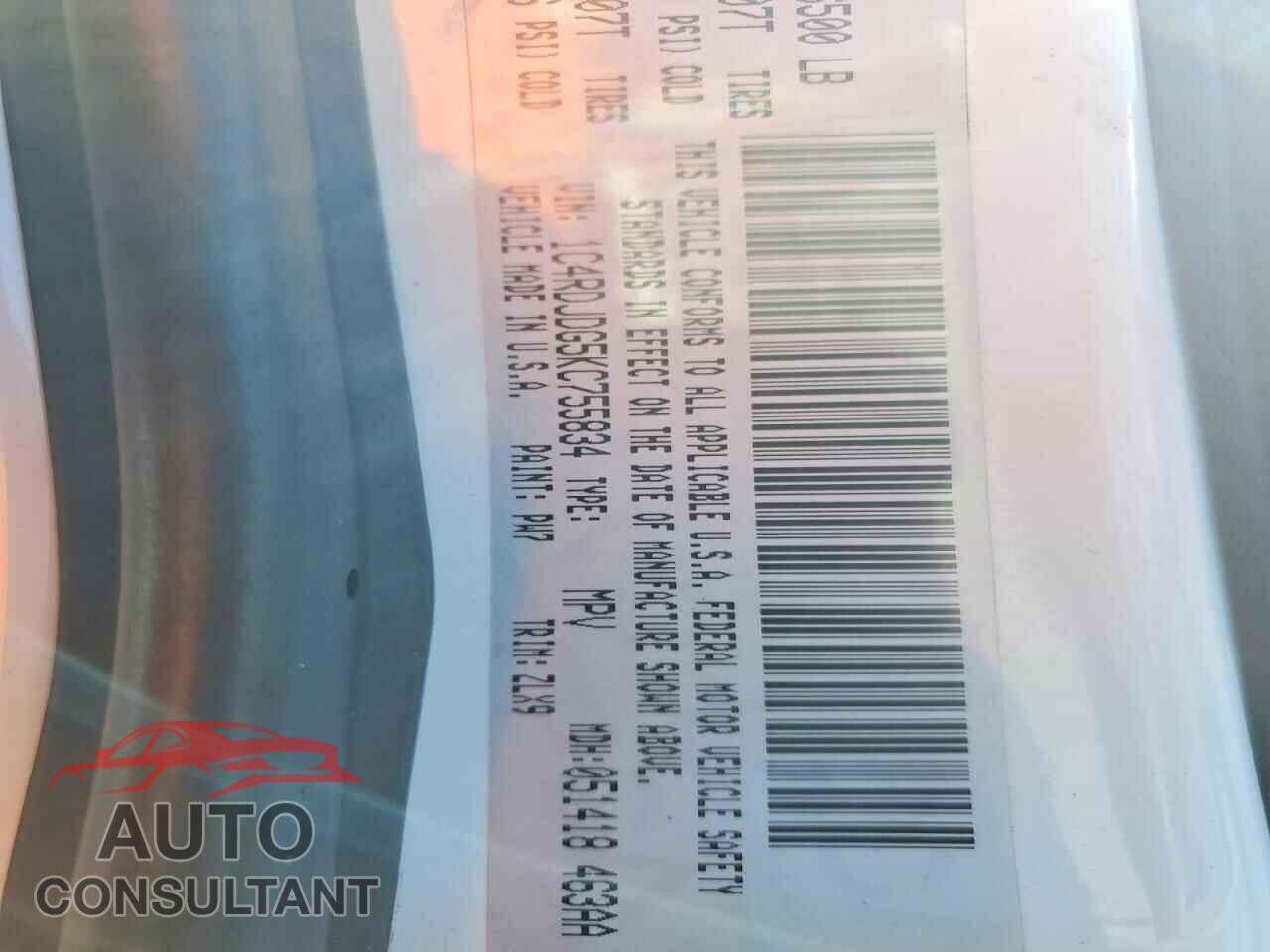 DODGE DURANGO 2019 - 1C4RDJDG5KC755834