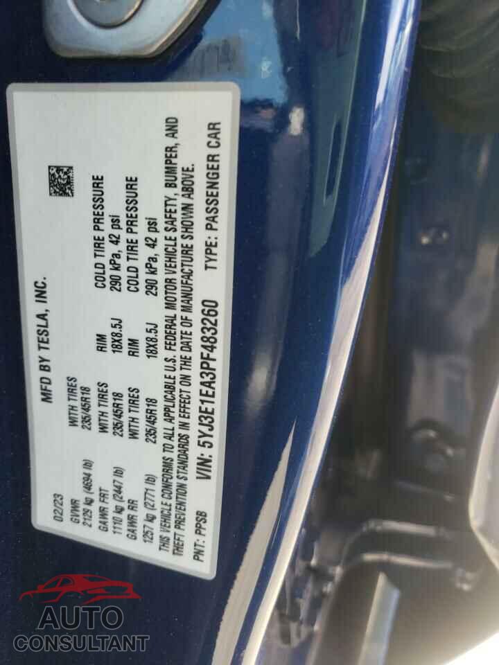 TESLA MODEL 3 2023 - 5YJ3E1EA3PF483260