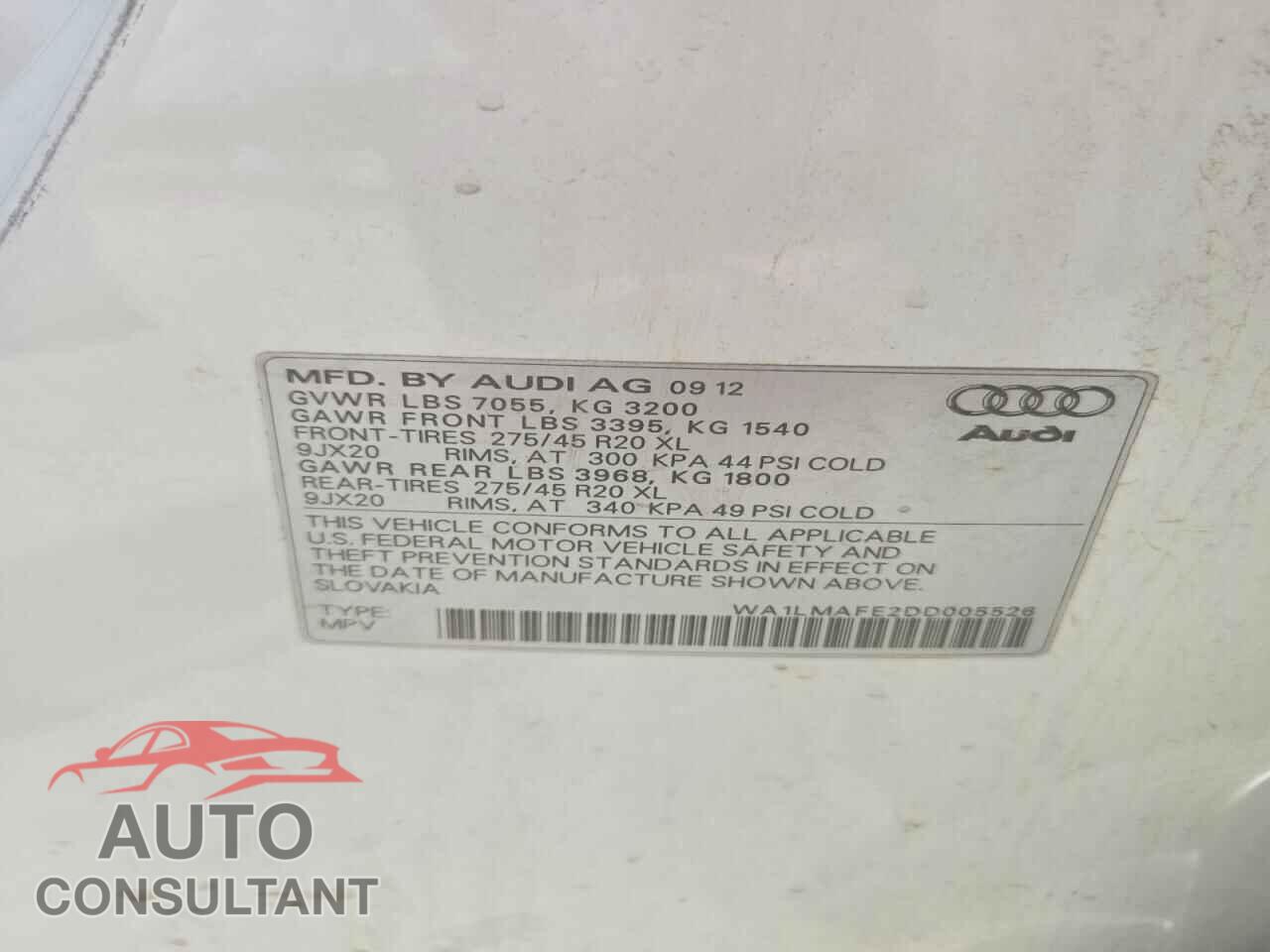 AUDI Q7 2013 - WA1LMAFE2DD005526