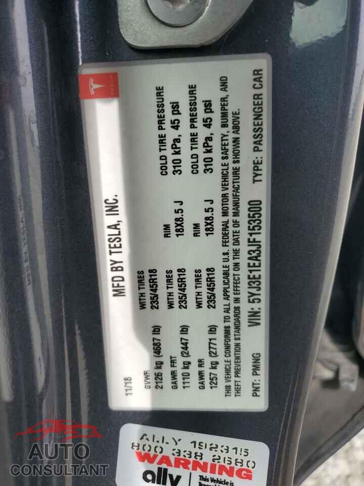 TESLA MODEL 3 2018 - 5YJ3E1EA3JF153500
