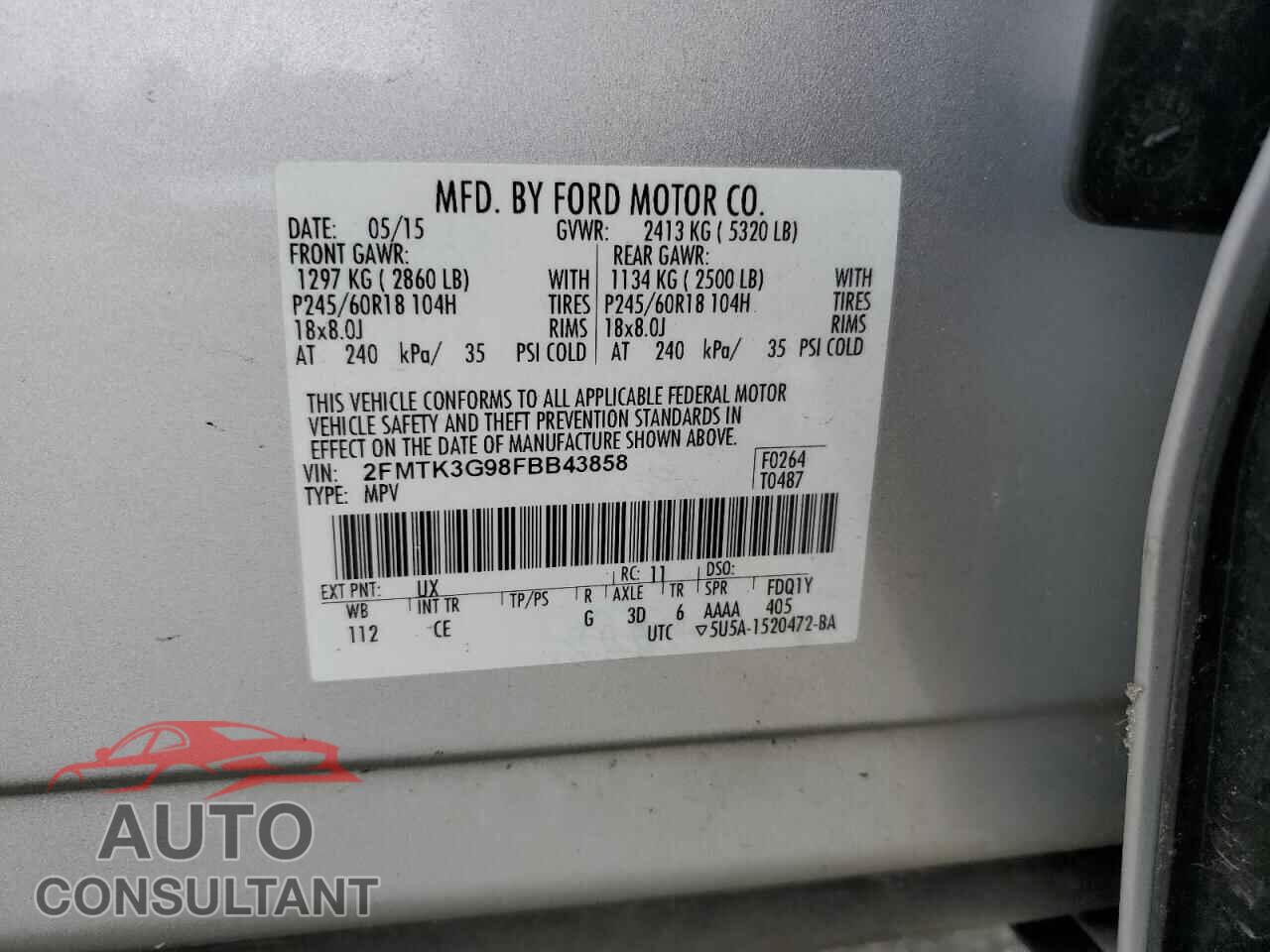 FORD EDGE 2015 - 2FMTK3G98FBB43858