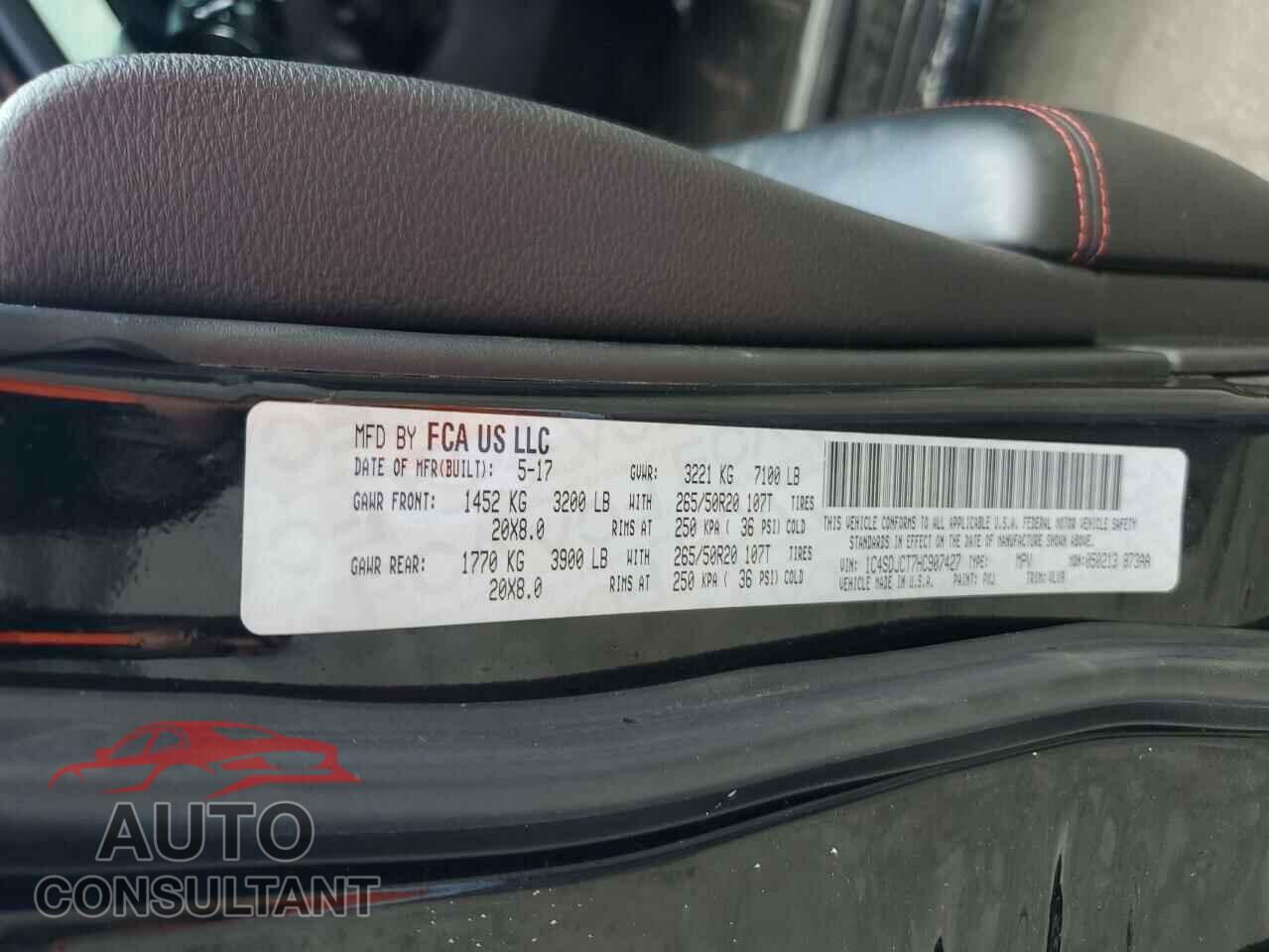 DODGE DURANGO 2017 - 1C4SDJCT7HC907427