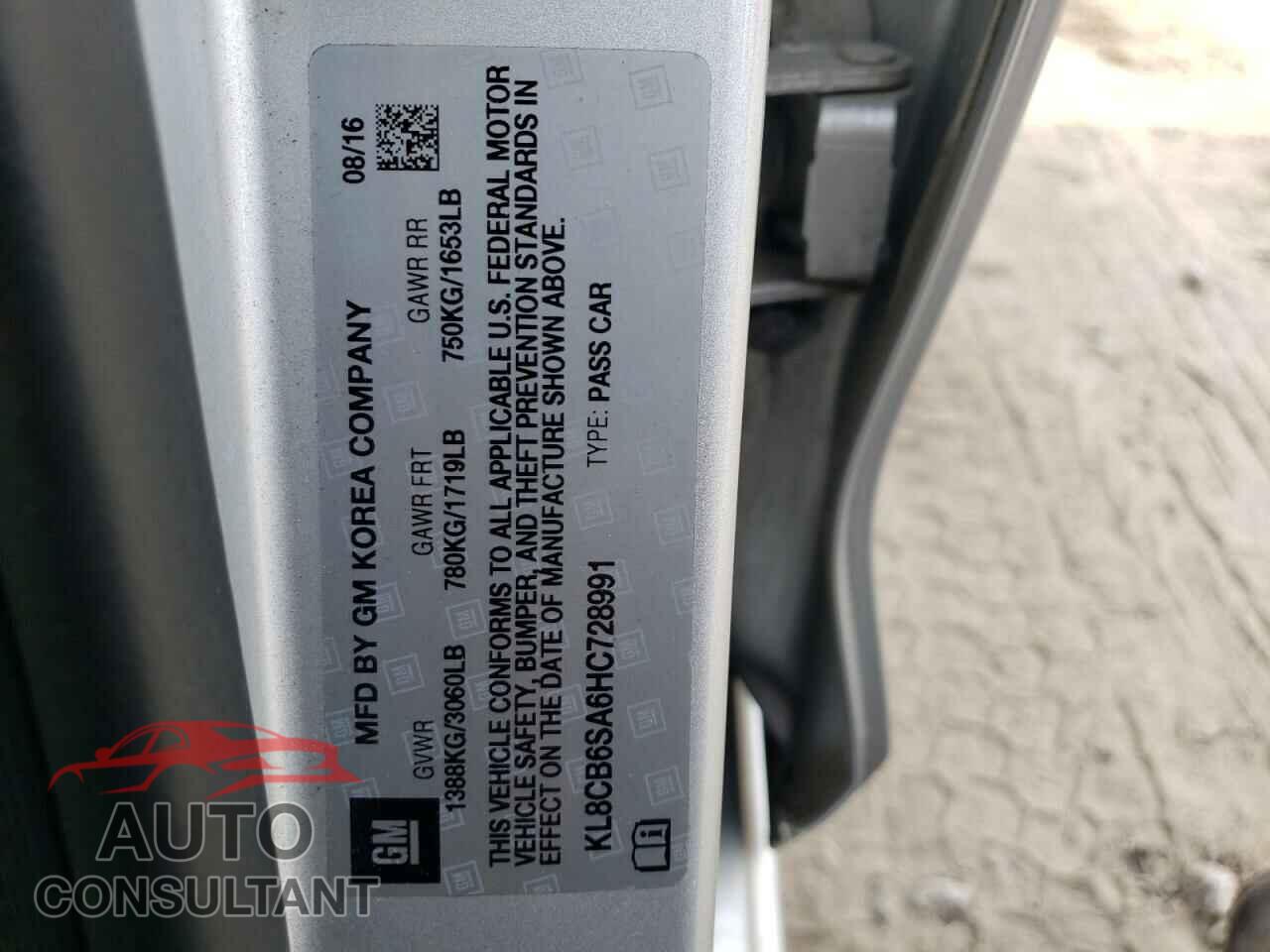CHEVROLET SPARK 2017 - KL8CB6SA6HC728991