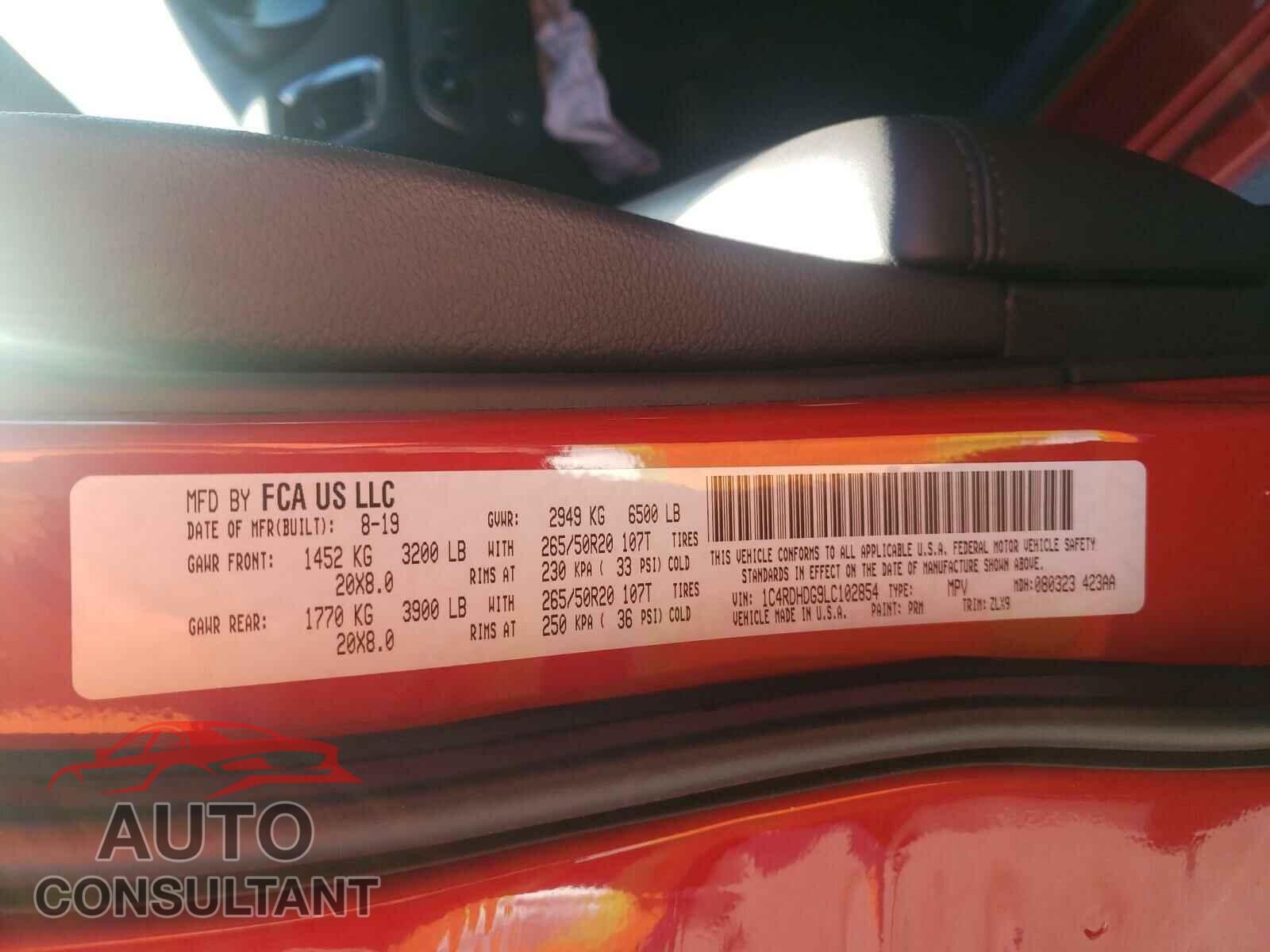 DODGE DURANGO 2020 - 1C4RDHDG9LC102854