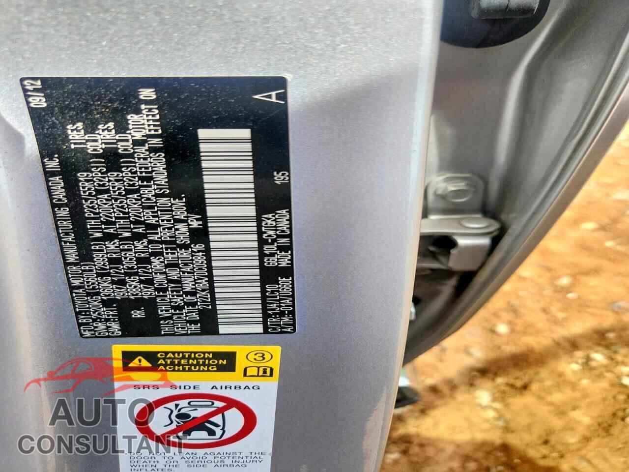 LEXUS RX350 2013 - 2T2ZK1BA7DC098416