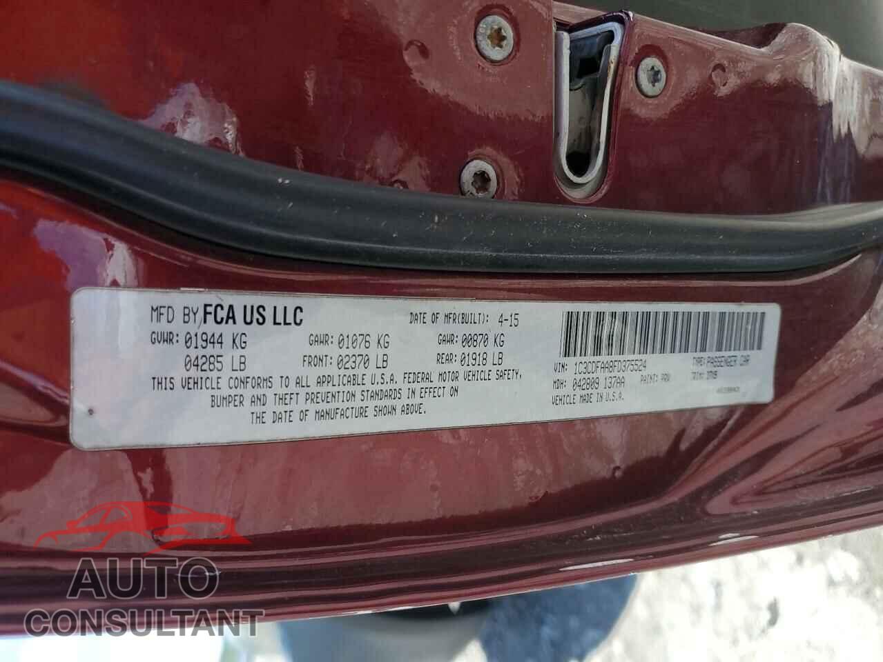 DODGE DART 2015 - 1C3CDFAA8FD375524