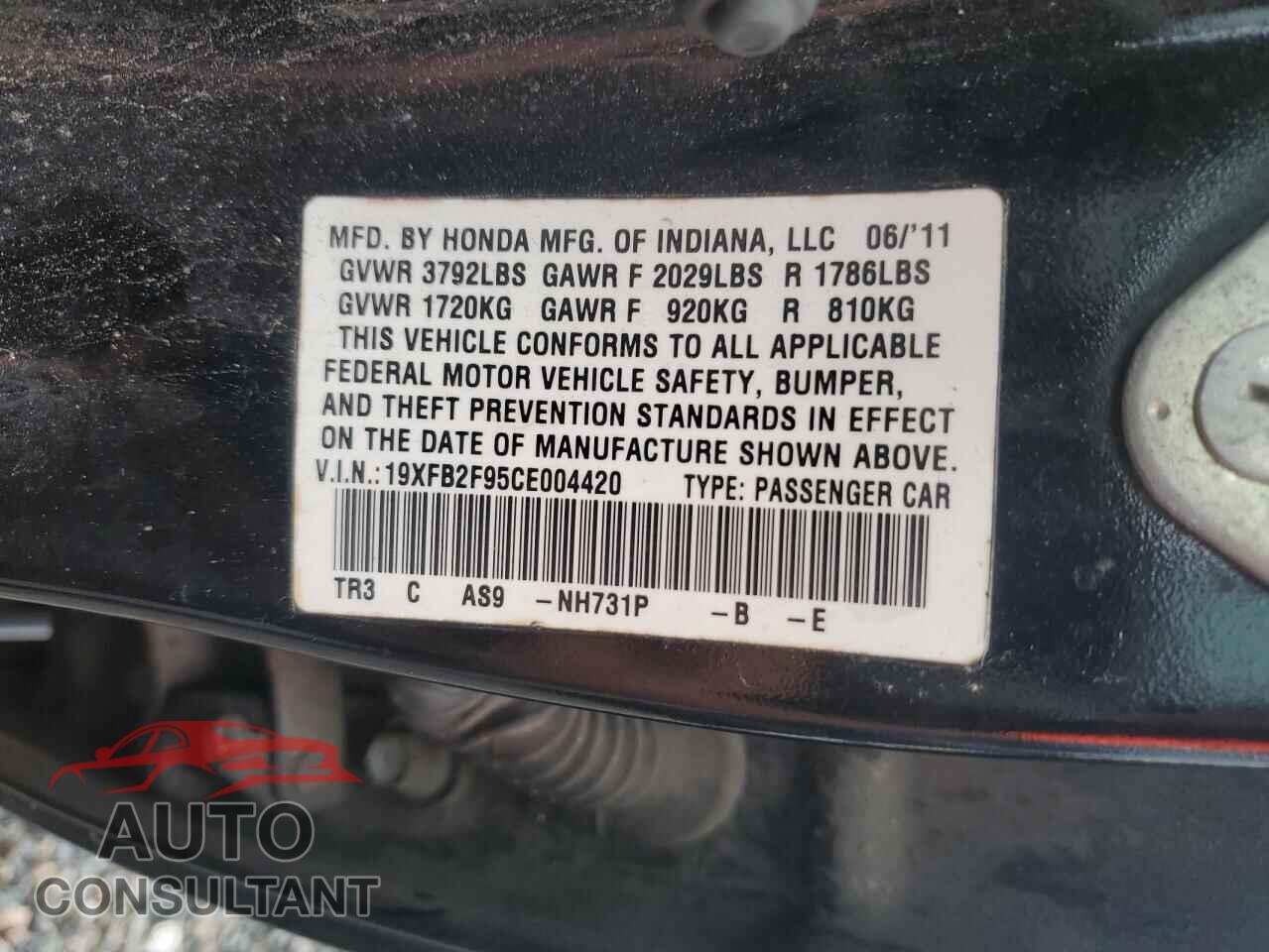 LEXUS ES350 2012 - 19XFB2F95CE004420