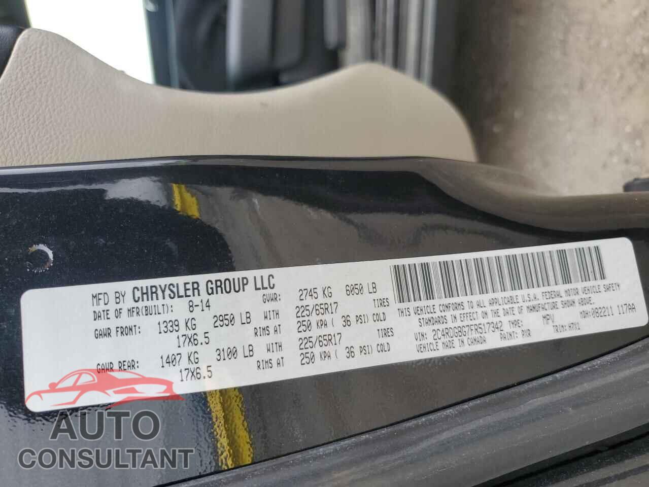 DODGE CARAVAN 2015 - 2C4RDGBG7FR517342