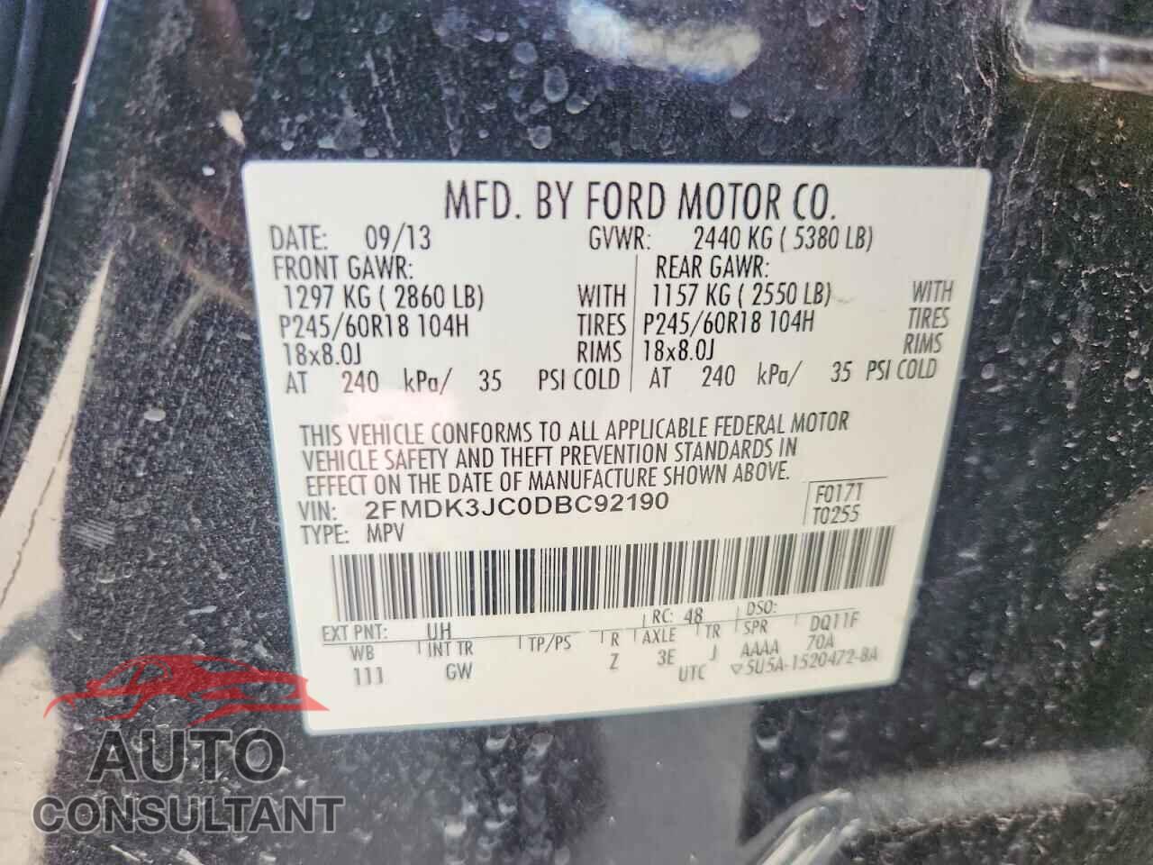 FORD EDGE 2013 - 2FMDK3JC0DBC92190