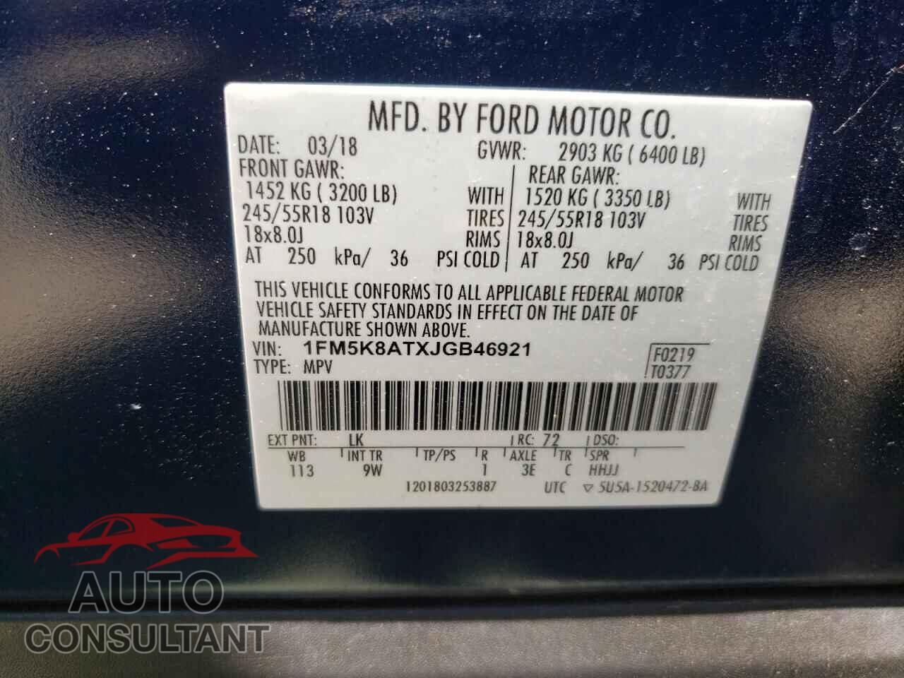 FORD EXPLORER 2018 - 1FM5K8ATXJGB46921
