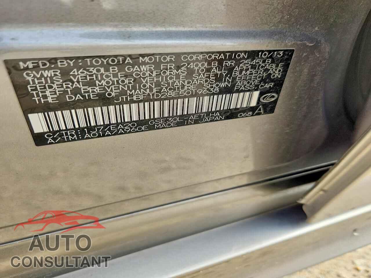 LEXUS IS 2014 - JTHBF1D28E5019638