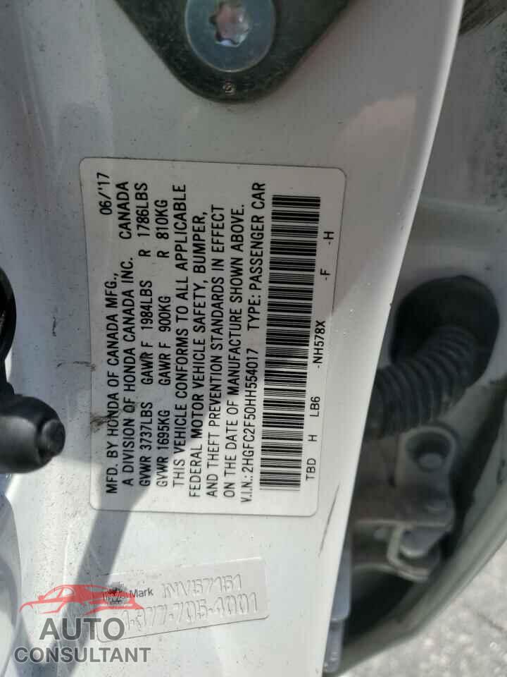 HONDA CIVIC 2017 - 2HGFC2F50HH554017