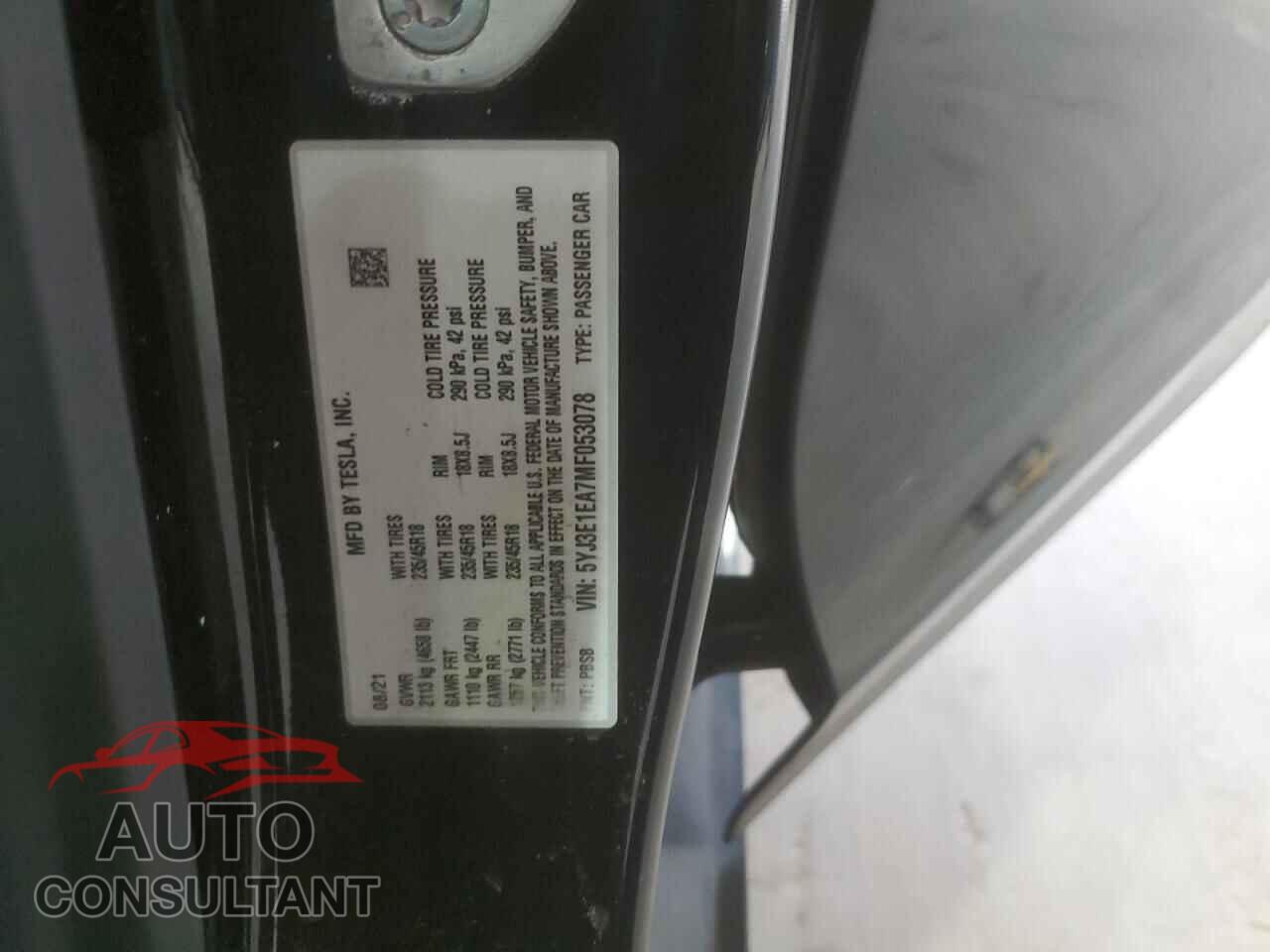 TESLA MODEL 3 2021 - 5YJ3E1EA7MF053078