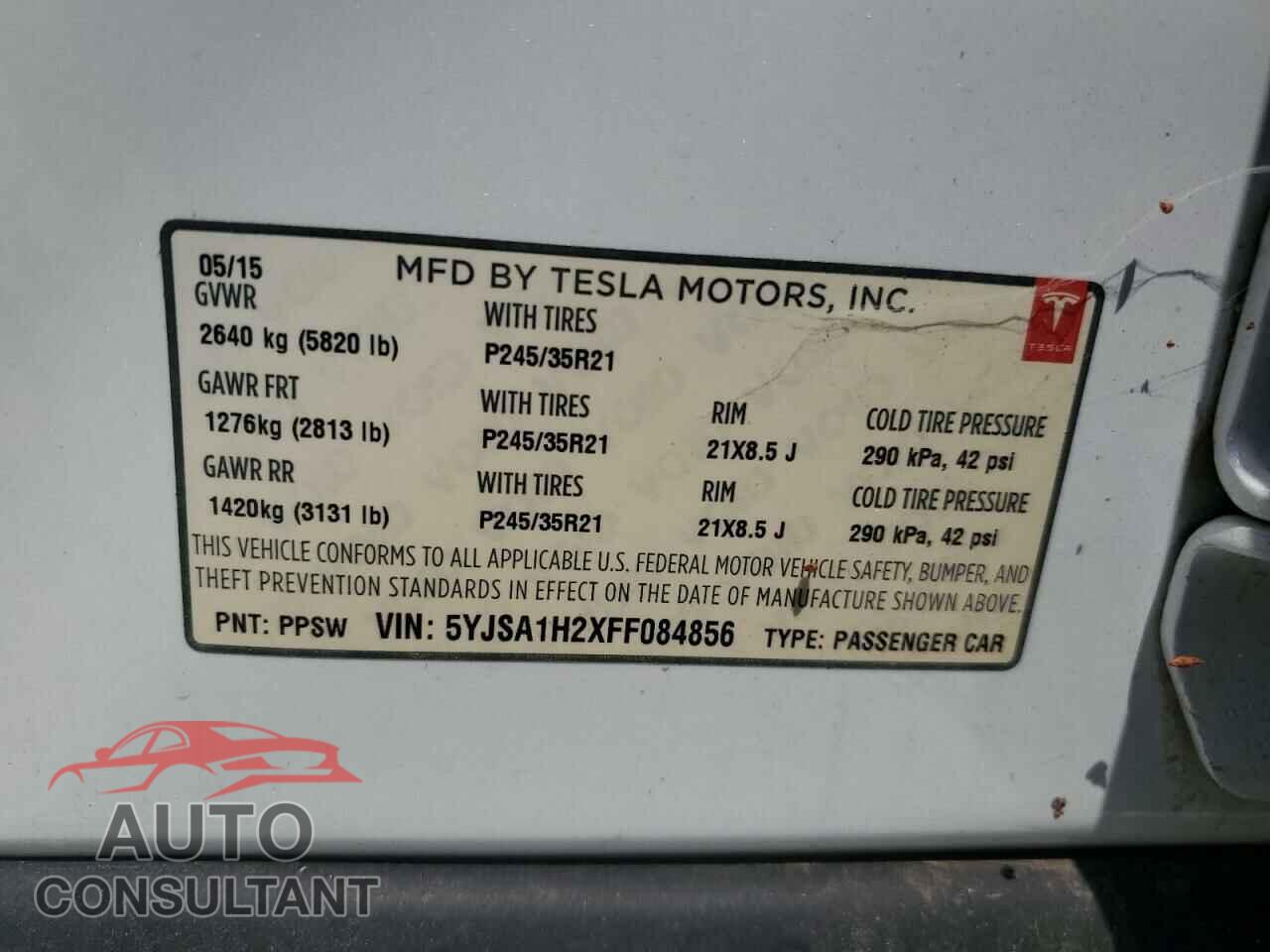 TESLA MODEL S 2015 - 5YJSA1H2XFF084856