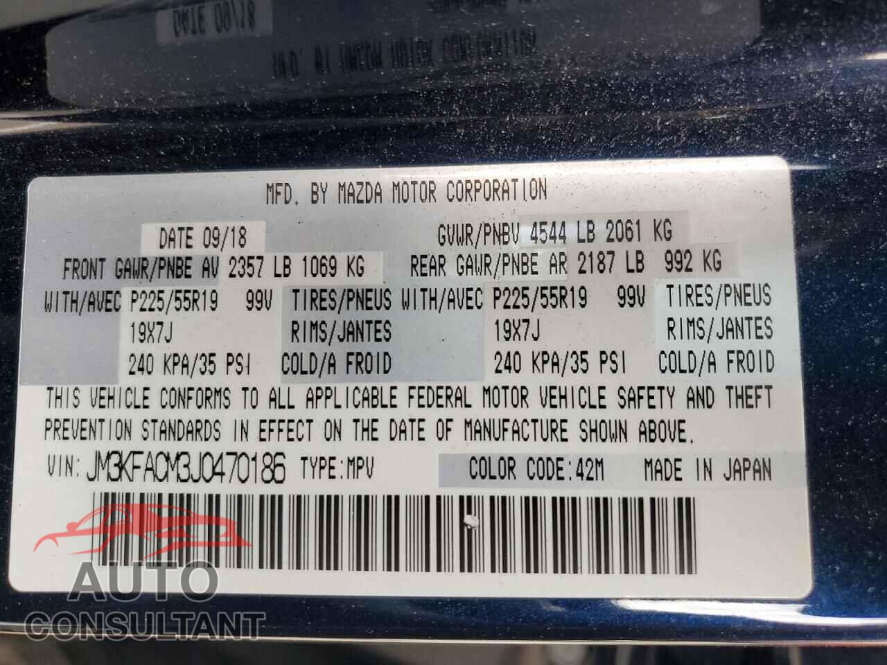 MAZDA CX-5 2018 - JM3KFACM3J0470186