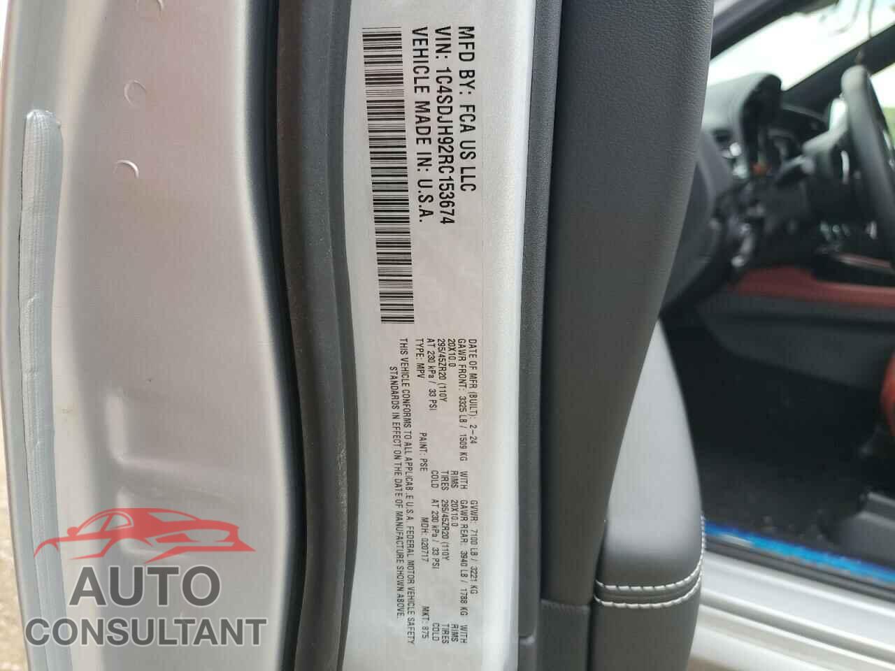 DODGE DURANGO 2024 - 1C4SDJH92RC153674
