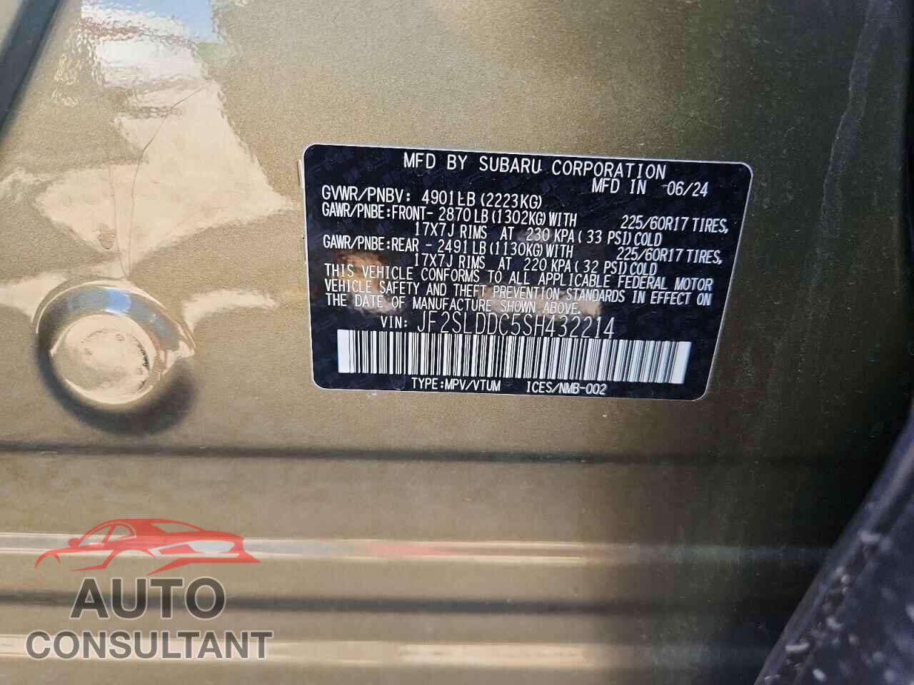 SUBARU FORESTER 2025 - JF2SLDDC5SH432214