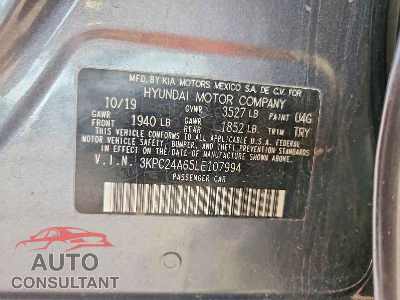 HYUNDAI ACCENT 2020 - 3KPC24A65LE107994