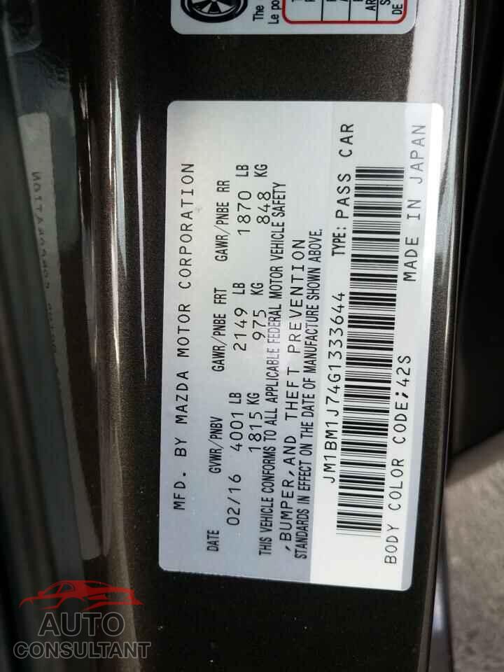 MAZDA 3 2016 - JM1BM1J74G1333644