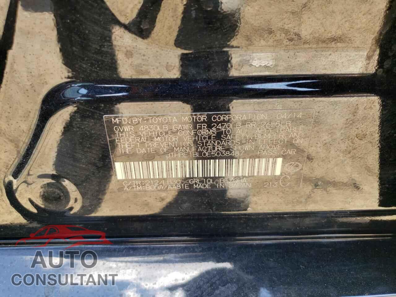 LEXUS GS350 2014 - JTHBE1BL0E5038487