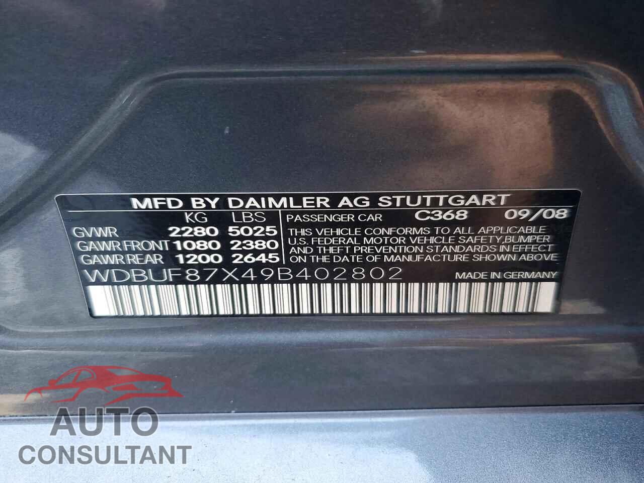 MERCEDES-BENZ E-CLASS 2009 - WDBUF87X49B402802