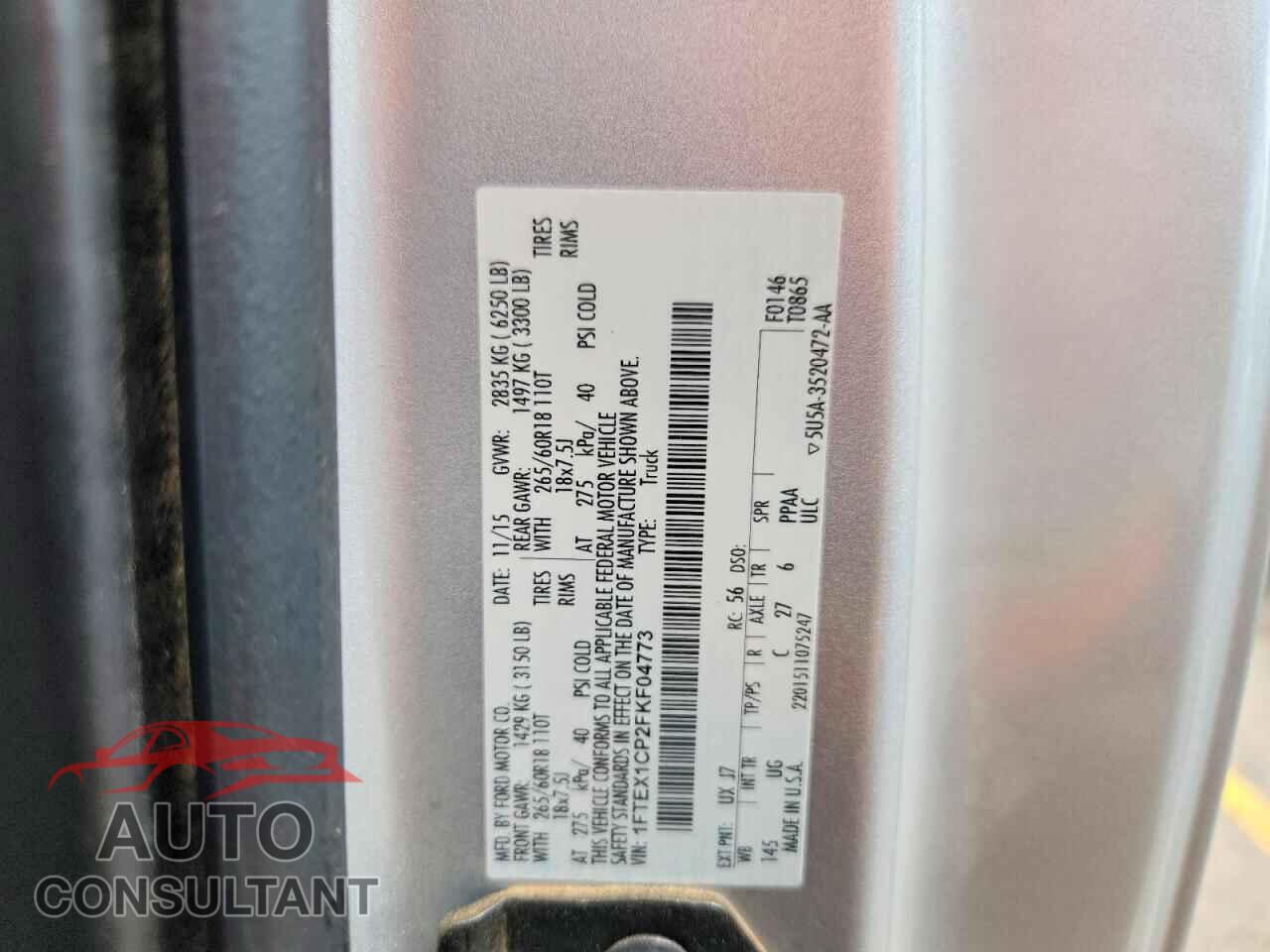 FORD F150 2015 - 1FTEX1CP2FKF04773