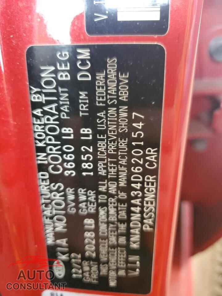 KIA RIO 2013 - KNADN4A34D6201547