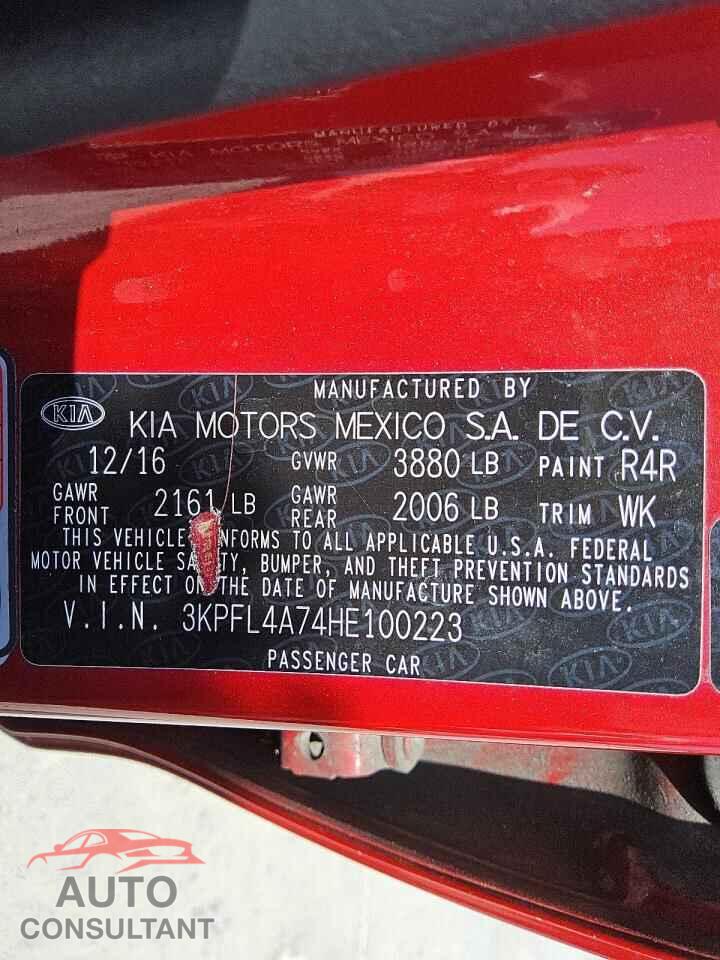 KIA FORTE 2017 - 3KPFL4A74HE100223