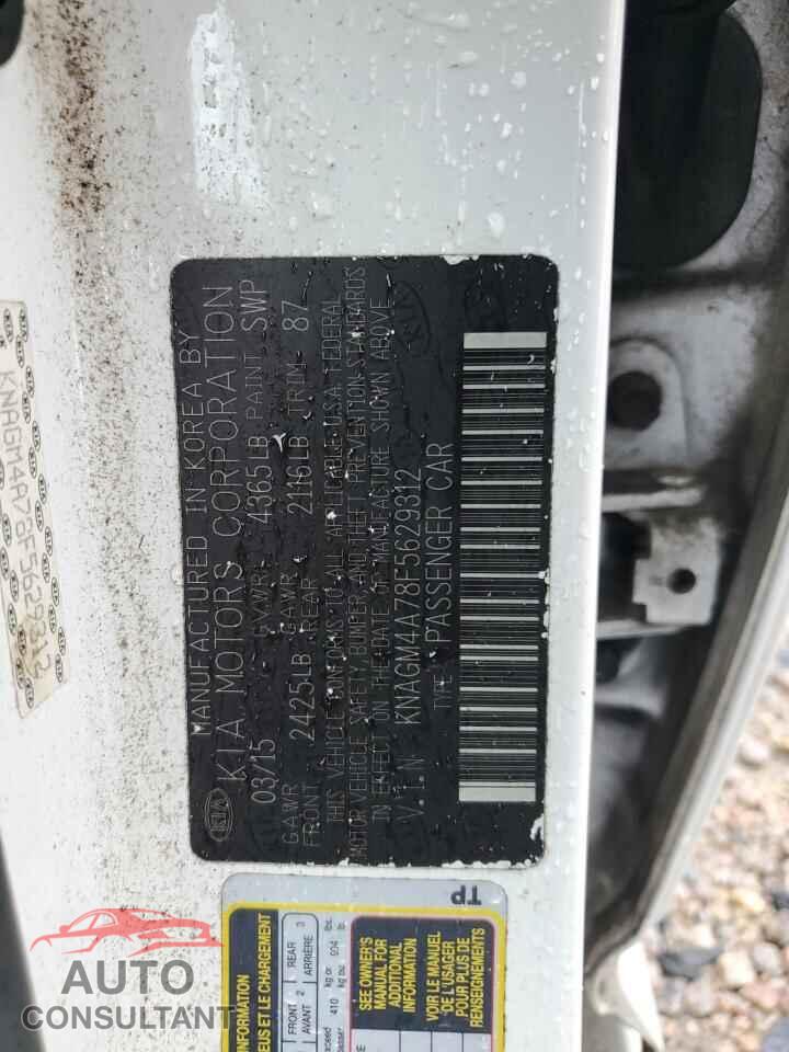 KIA OPTIMA 2015 - KNAGM4A78F5629312