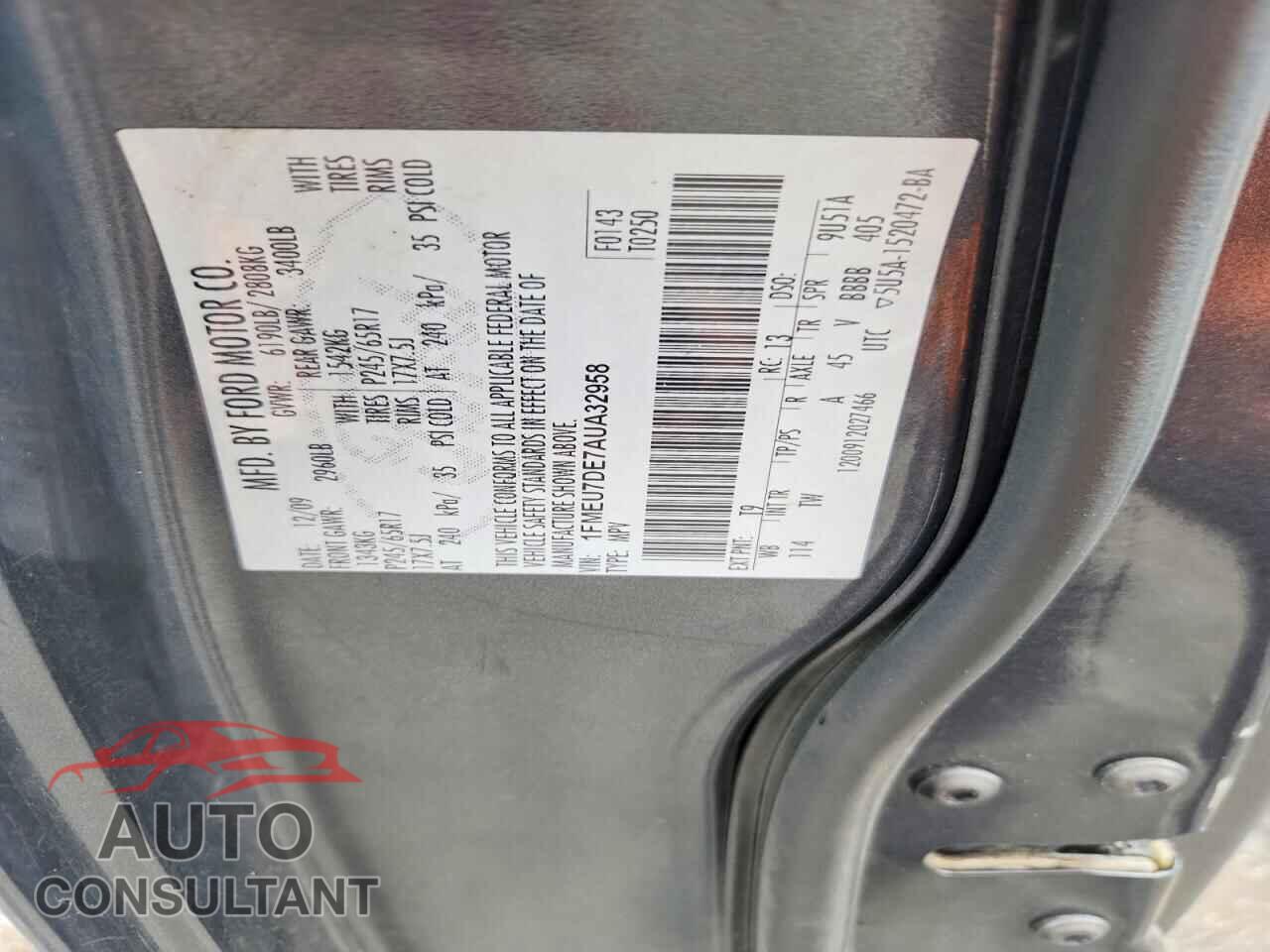 FORD EXPLORER 2010 - 1FMEU7DE7AUA32958