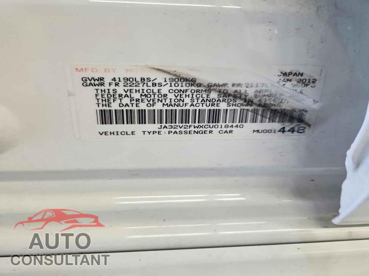 MITSUBISHI LANCER 2012 - JA32V2FWXCU018440